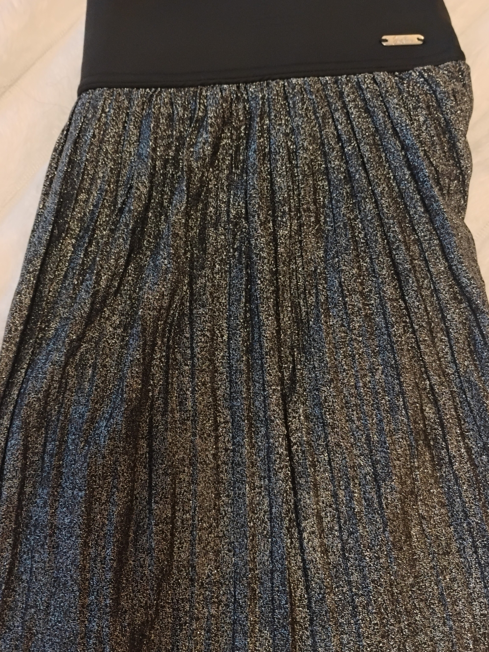 Justice Black and Silver Pleated Maxi Skirt
